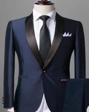 Smoking Bleu Nuit Revers Satin - Élégance Cérémonielle