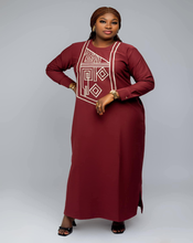 Robe Longue Bordeaux Grande Taille - Motifs Géométriques